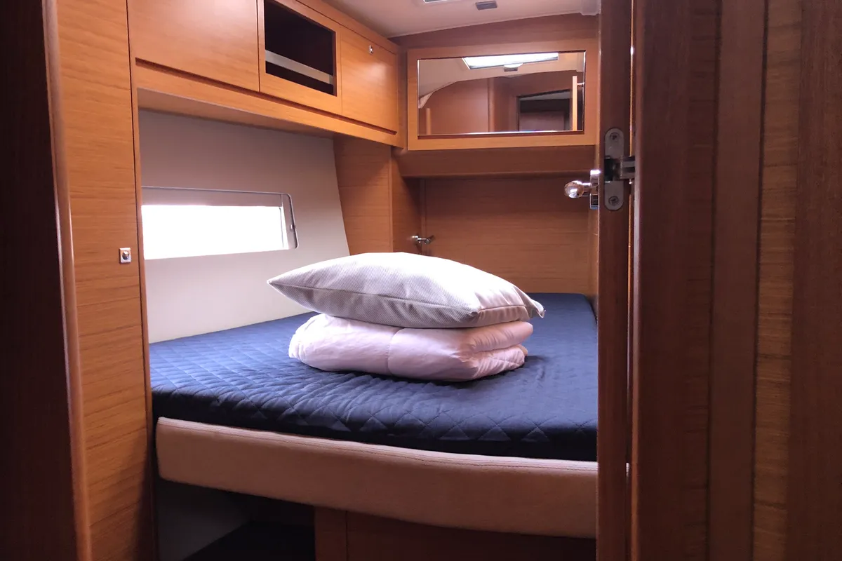 Cabin on Potter, a Dufour 470 sailboat at Olbia, Italy