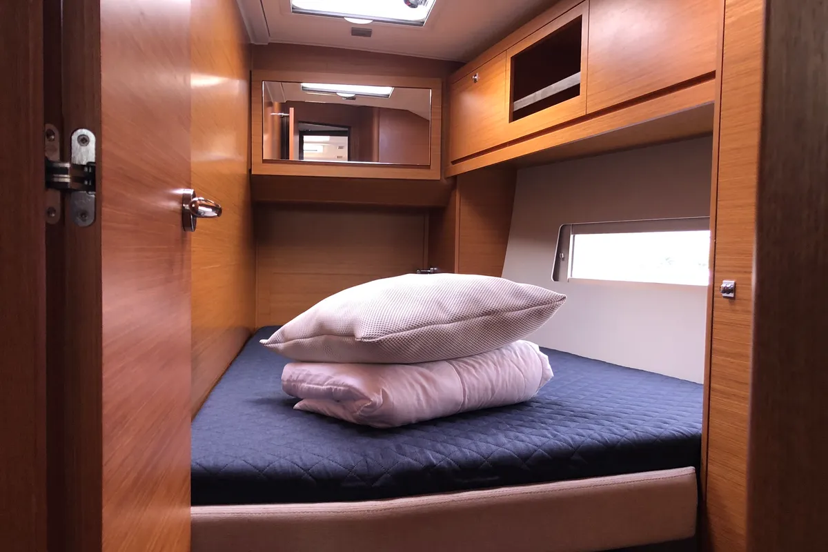Cabin on Potter, a Dufour 470 sailboat at Olbia, Italy