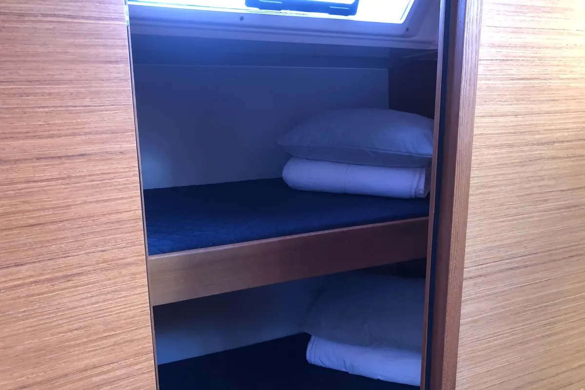 Cabin on Potter, a Dufour 470 sailboat at Olbia, Italy