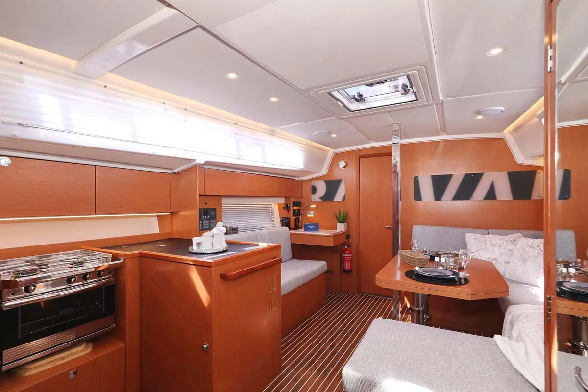 Galley of Antares, a Bavaria C42 Style sailboat at Grad Biograd na Moru, Croatia