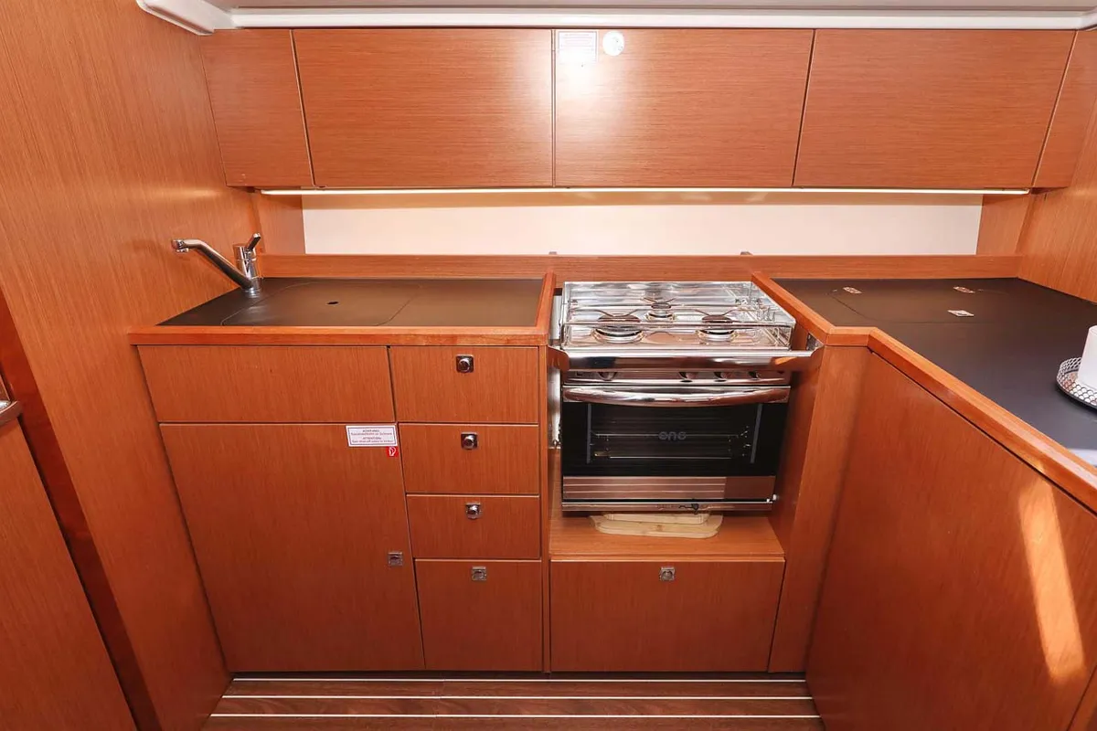 Galley of Antares, a Bavaria C42 Style sailboat at Grad Biograd na Moru, Croatia