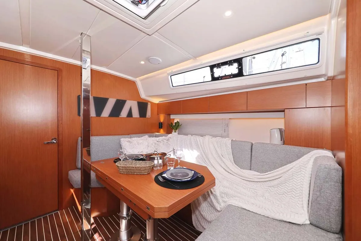 Salon of Antares, a Bavaria C42 Style sailboat at Grad Biograd na Moru, Croatia