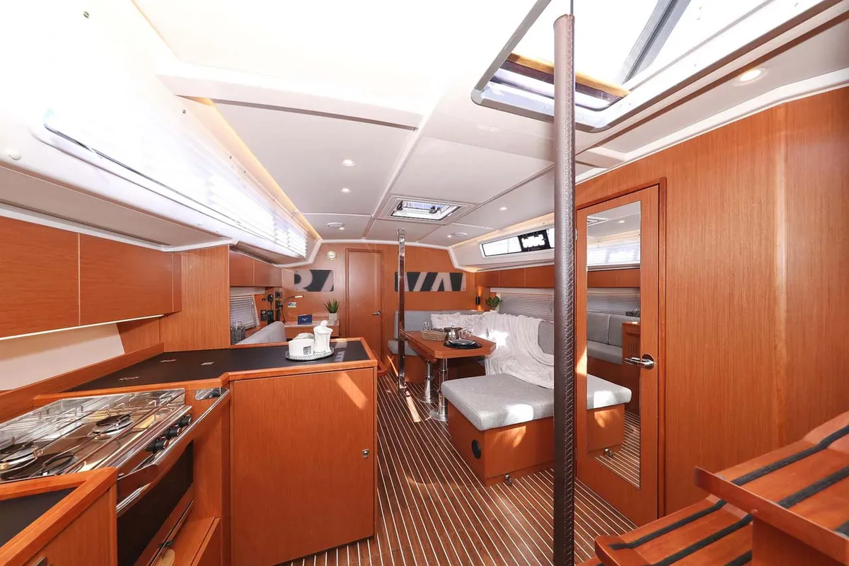 Salon of Antares, a Bavaria C42 Style sailboat at Grad Biograd na Moru, Croatia