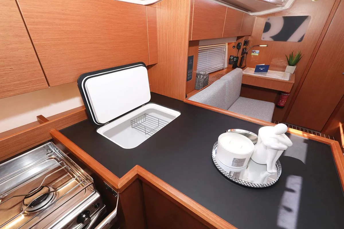Galley of Antares, a Bavaria C42 Style sailboat at Grad Biograd na Moru, Croatia