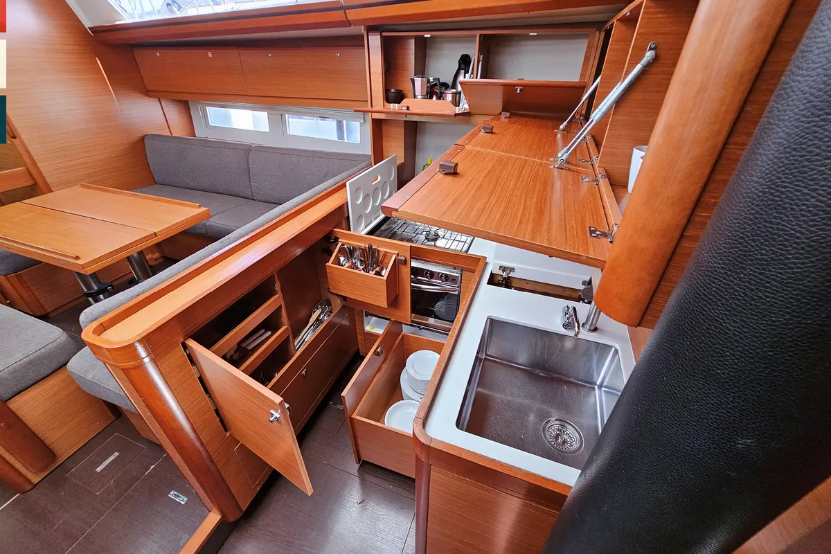 Galley of Maverick, a Dufour 520 GL sailboat at Rogoznica, Croatia