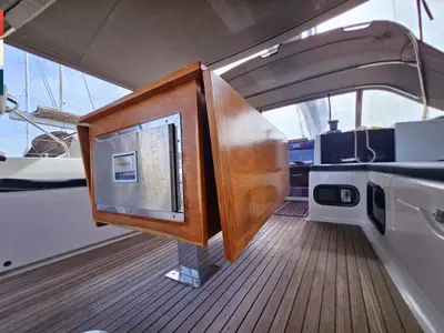 Deck of Maverick, a Dufour 520 GL sailboat at Rogoznica, Croatia