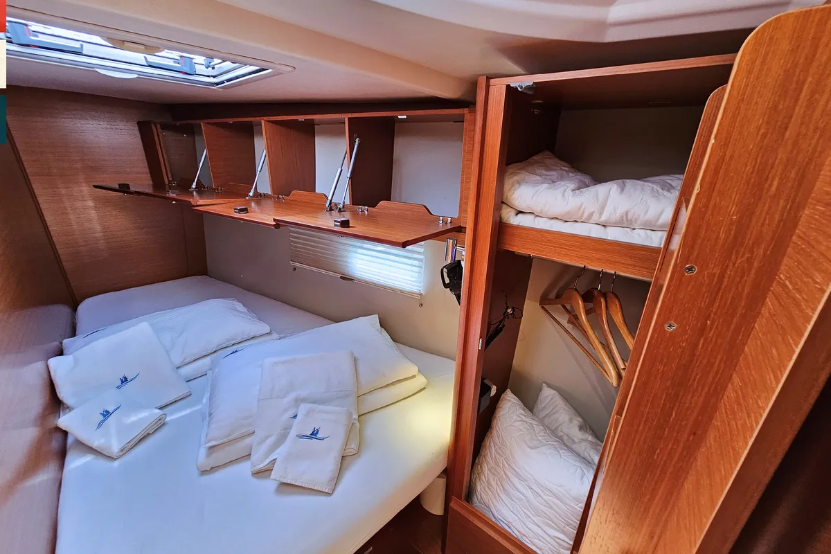 Cabin on Maverick, a Dufour 520 GL sailboat at Rogoznica, Croatia