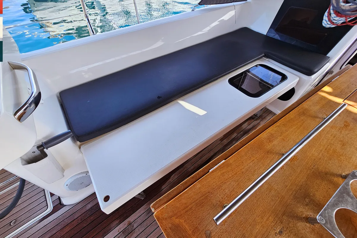 Deck of Maverick, a Dufour 520 GL sailboat at Rogoznica, Croatia