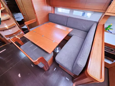 Salon of Maverick, a Dufour 520 GL sailboat at Rogoznica, Croatia