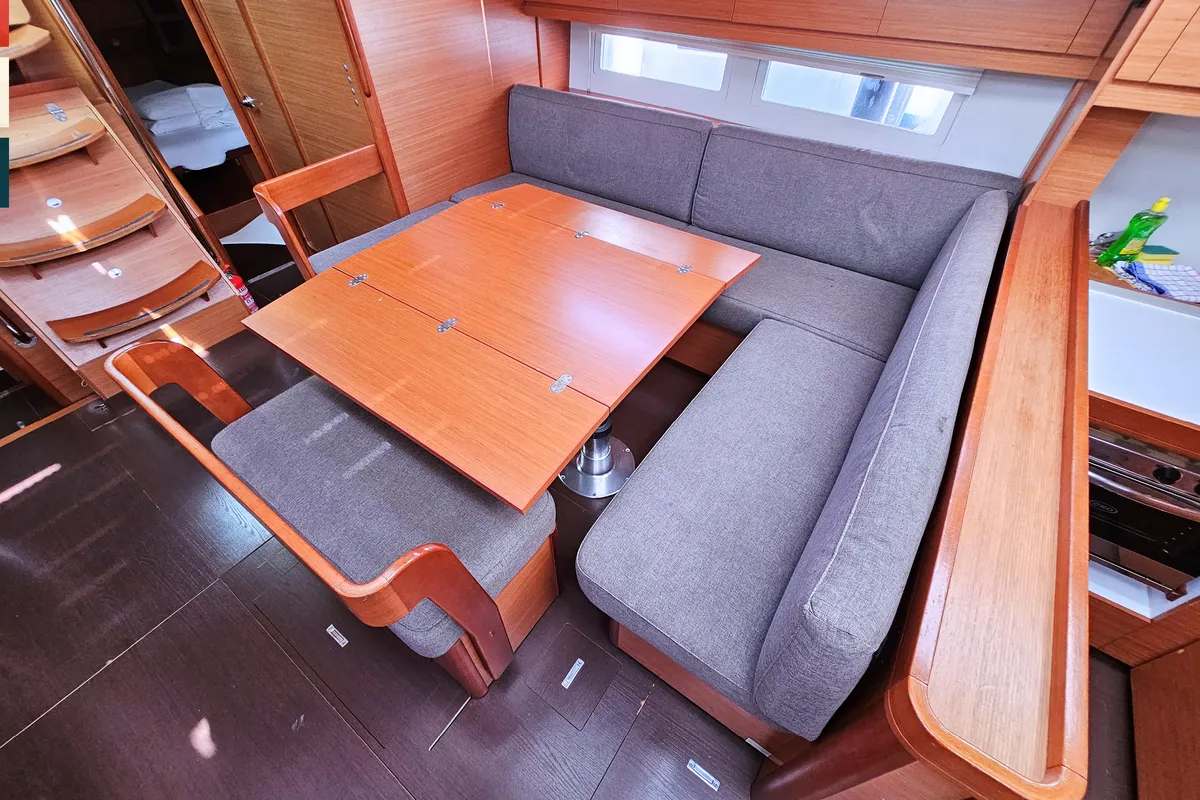 Salon of Maverick, a Dufour 520 GL sailboat at Rogoznica, Croatia