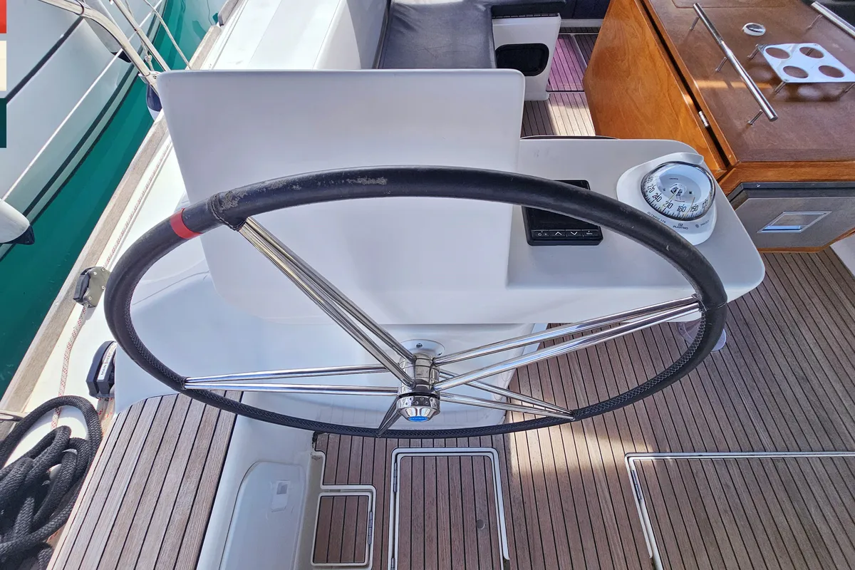 Cockpit of Maverick, a Dufour 520 GL sailboat at Rogoznica, Croatia