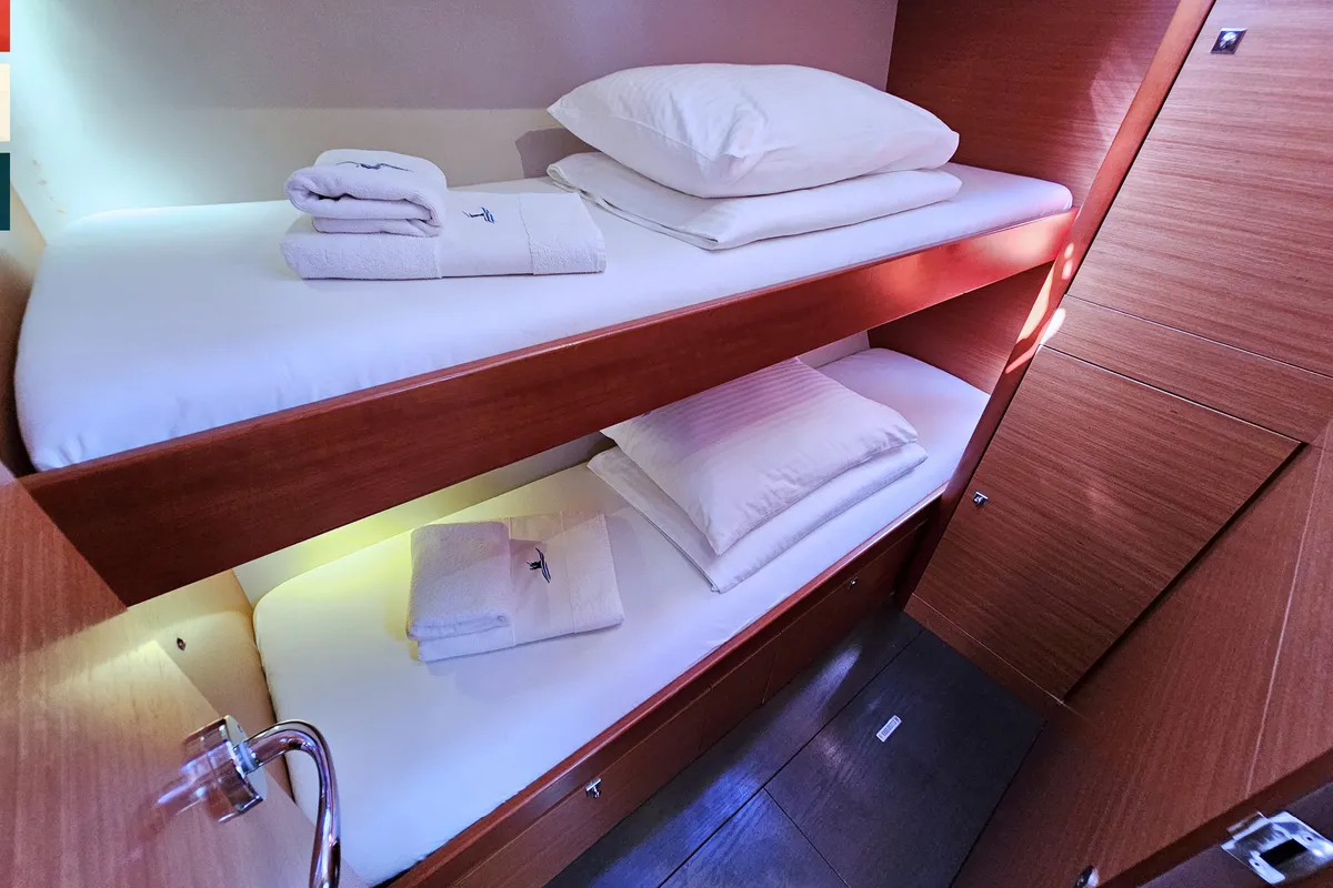 Cabin on Maverick, a Dufour 520 GL sailboat at Rogoznica, Croatia