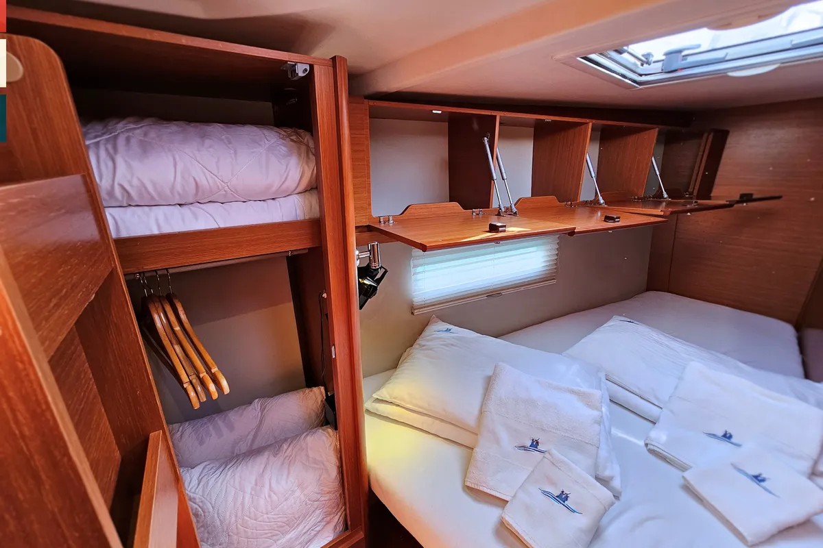 Cabin on Maverick, a Dufour 520 GL sailboat at Rogoznica, Croatia