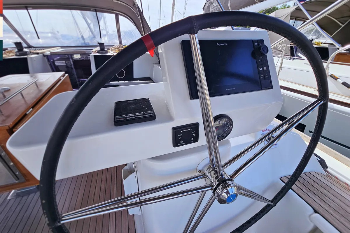 Cockpit of Maverick, a Dufour 520 GL sailboat at Rogoznica, Croatia