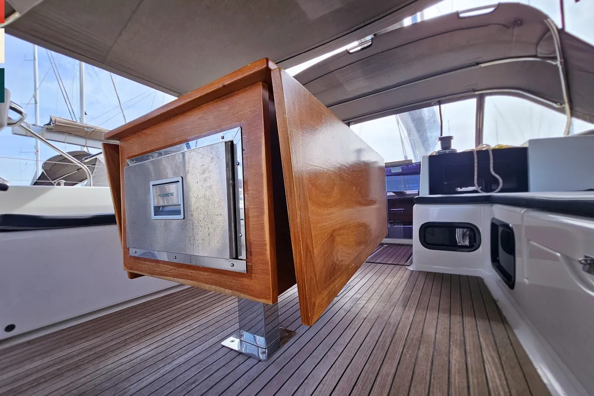 Deck of Maverick, a Dufour 520 GL sailboat at Rogoznica, Croatia