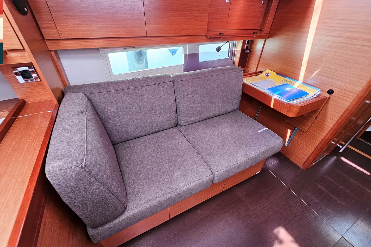 Salon of Maverick, a Dufour 520 GL sailboat at Rogoznica, Croatia