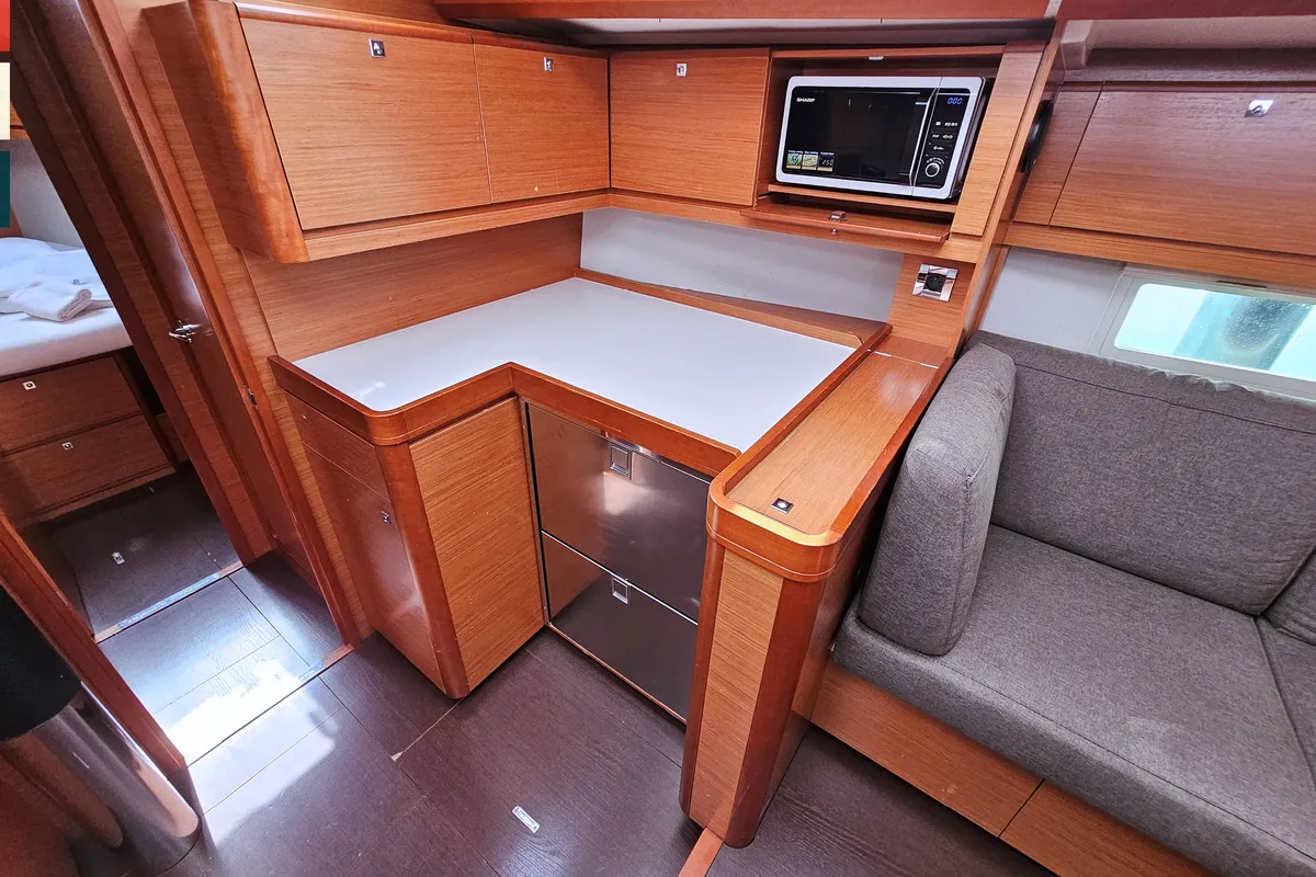 Salon of Maverick, a Dufour 520 GL sailboat at Rogoznica, Croatia