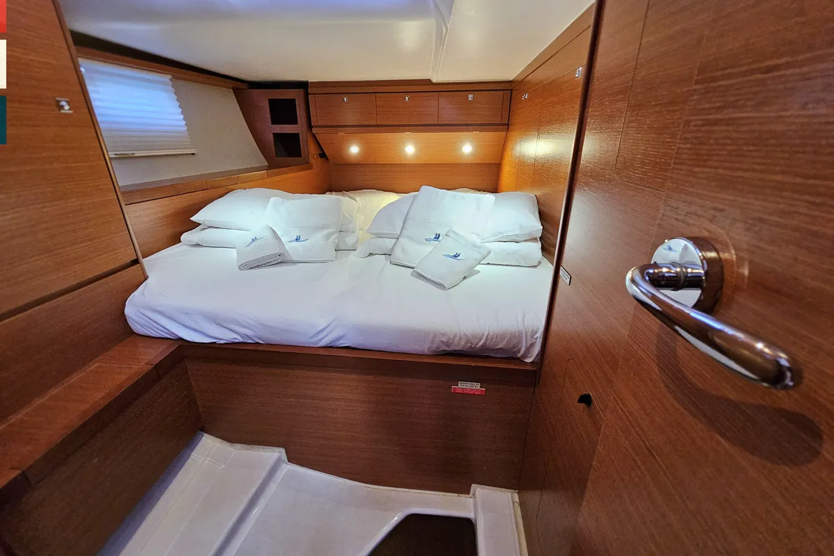 Cabin on Maverick, a Dufour 520 GL sailboat at Rogoznica, Croatia