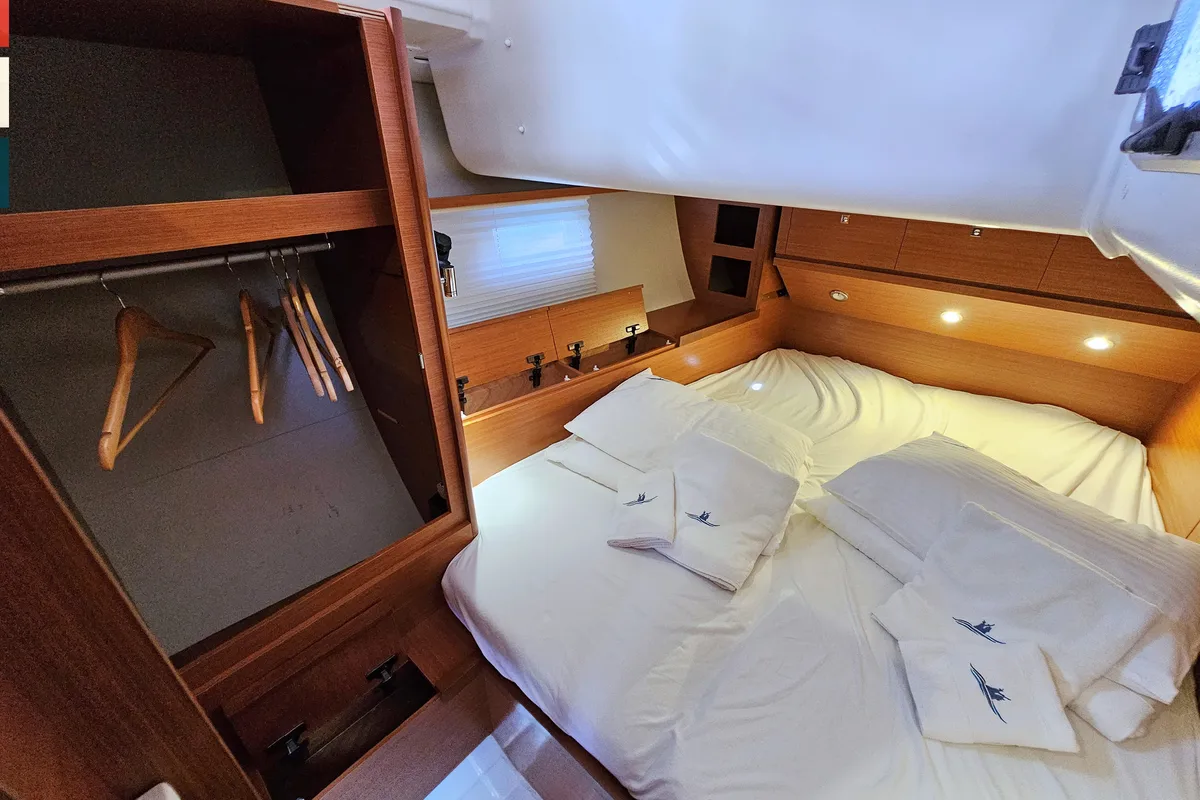 Cabin on Maverick, a Dufour 520 GL sailboat at Rogoznica, Croatia
