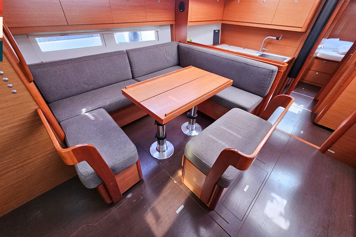 Salon of Maverick, a Dufour 520 GL sailboat at Rogoznica, Croatia