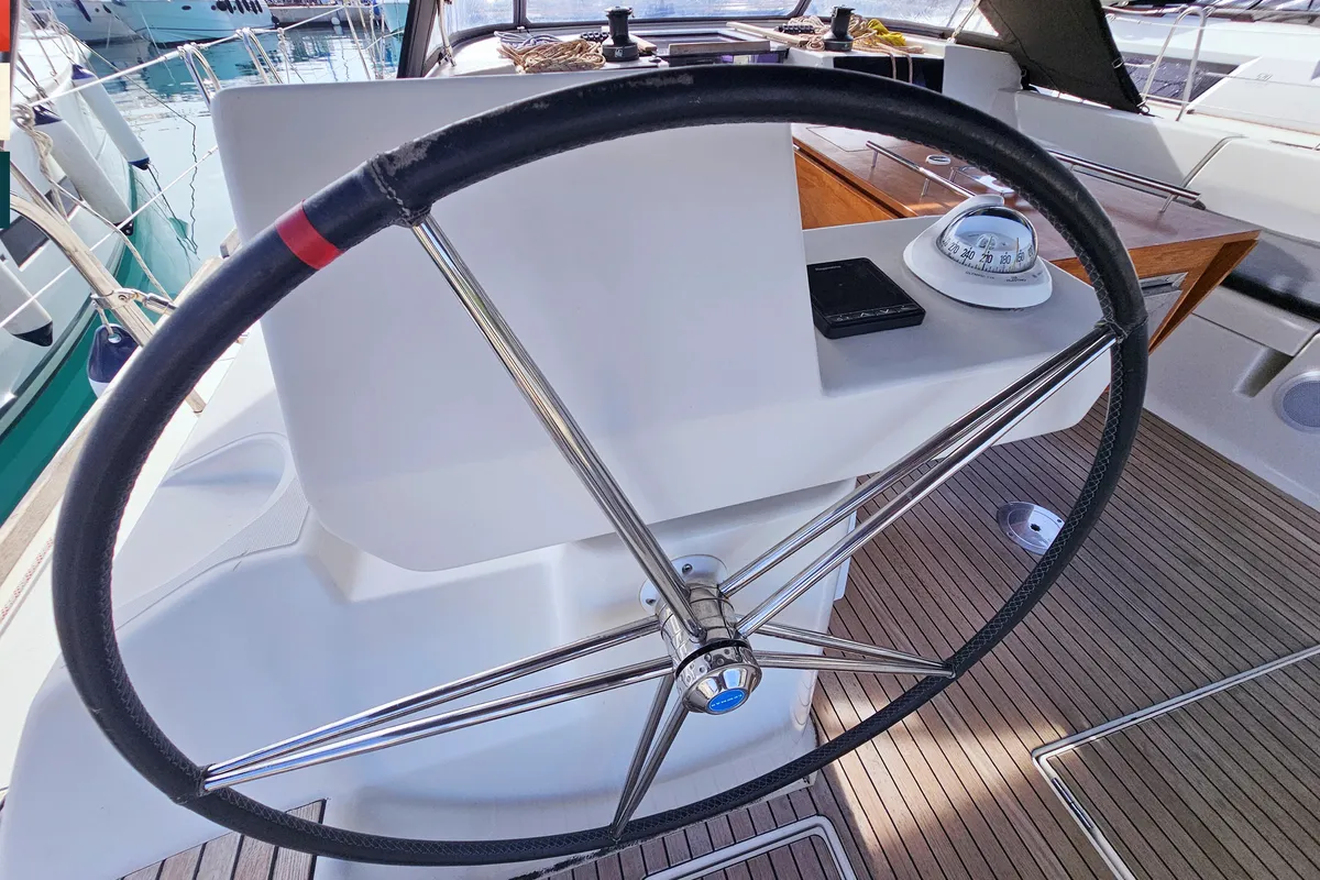 Cockpit of Maverick, a Dufour 520 GL sailboat at Rogoznica, Croatia