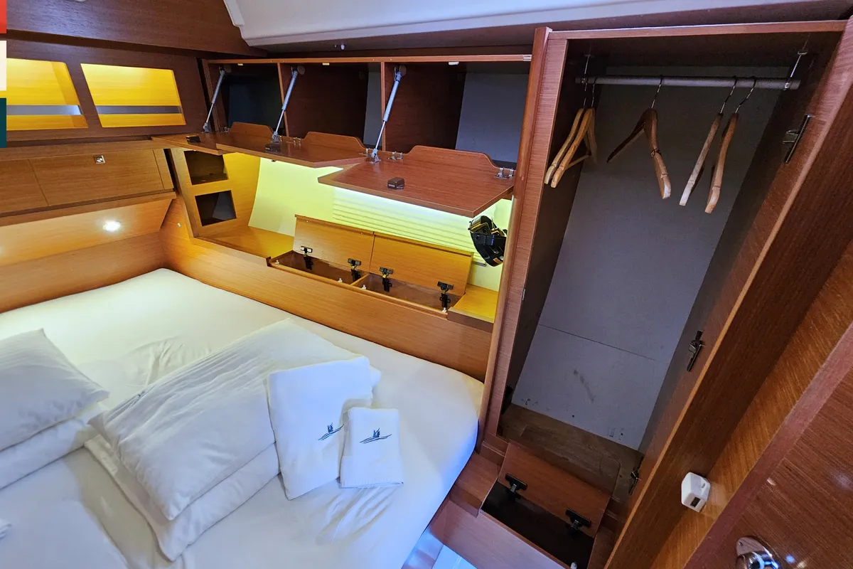 Cabin on Maverick, a Dufour 520 GL sailboat at Rogoznica, Croatia