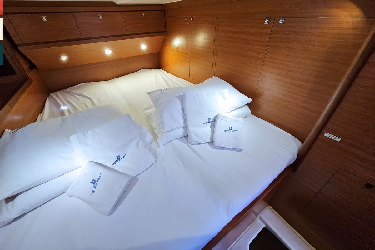Cabin on Maverick, a Dufour 520 GL sailboat at Rogoznica, Croatia