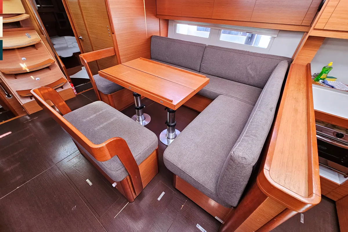 Salon of Maverick, a Dufour 520 GL sailboat at Rogoznica, Croatia