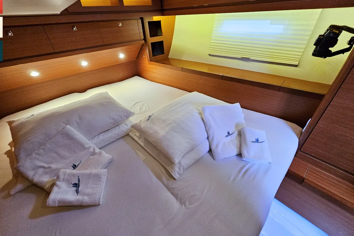 Cabin on Maverick, a Dufour 520 GL sailboat at Rogoznica, Croatia