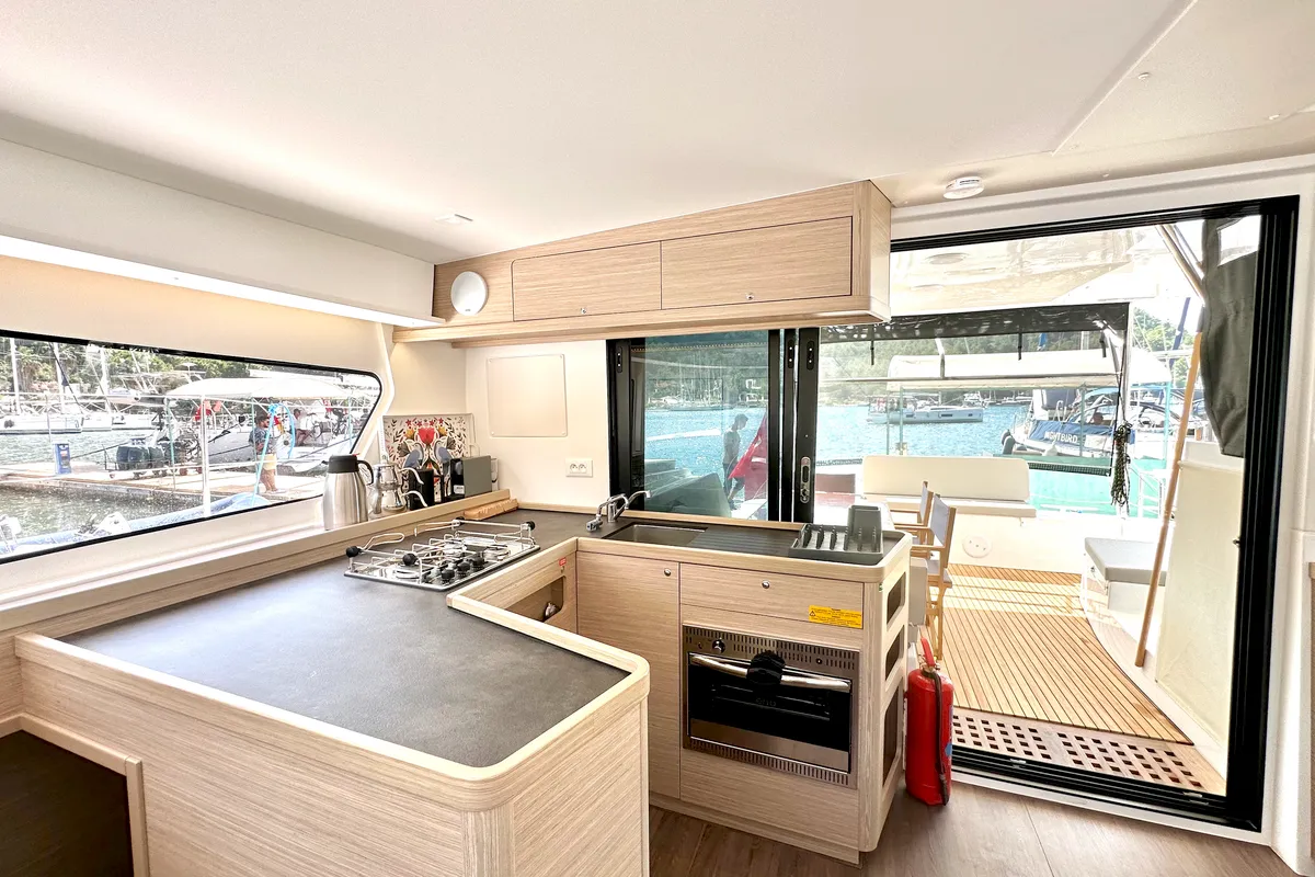Galley of Sail Proteus, a Lagoon 42 catamaran at Fethiye, Turkey