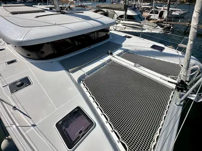 Deck of Sail Proteus, a Lagoon 42 catamaran at Fethiye, Turkey
