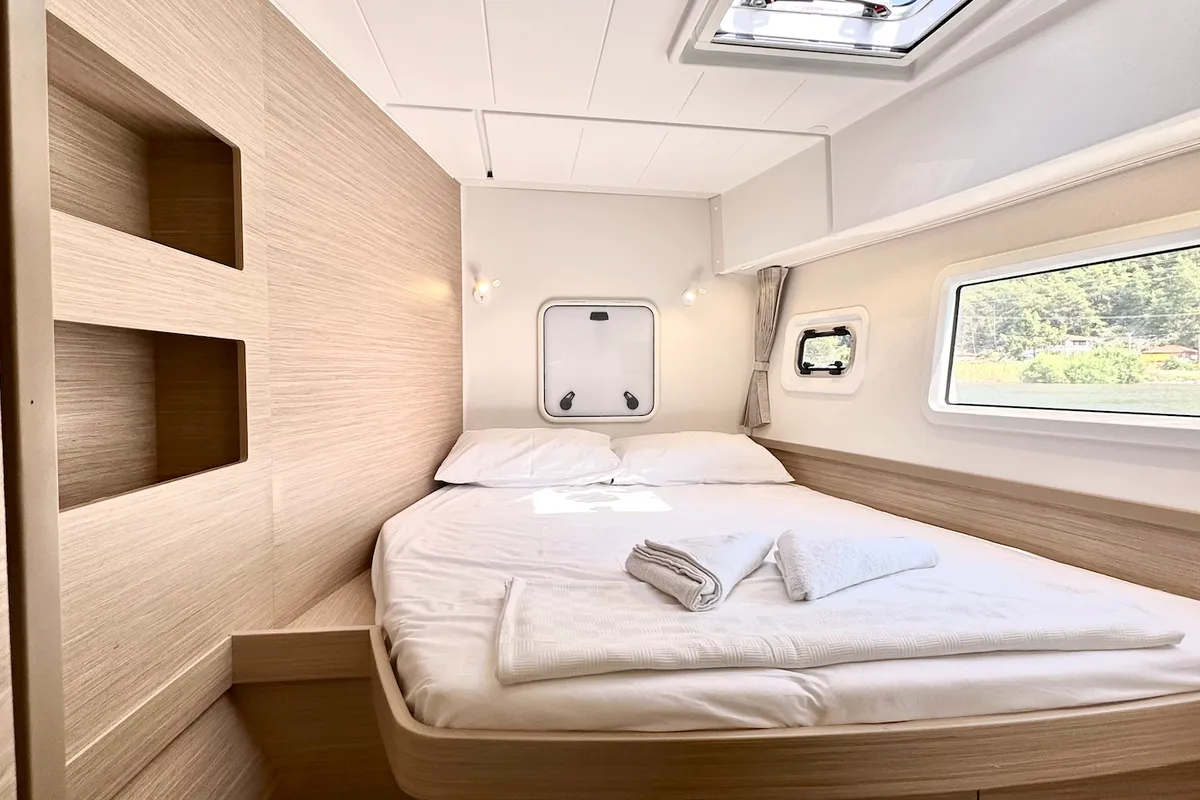 Cabin on Sail Proteus, a Lagoon 42 catamaran at Fethiye, Turkey