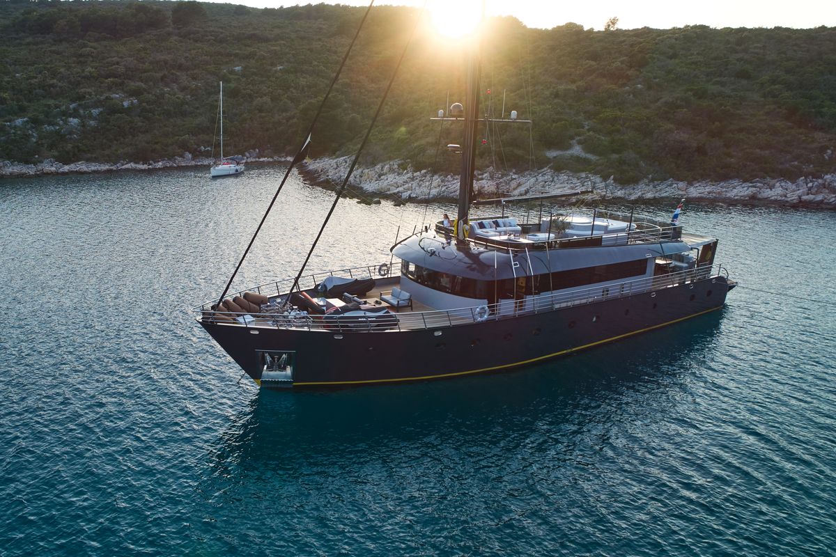 Exterior view of Rara Avis, a Gulet Luxury Sailing Yacht motor yacht at Split, Croatia