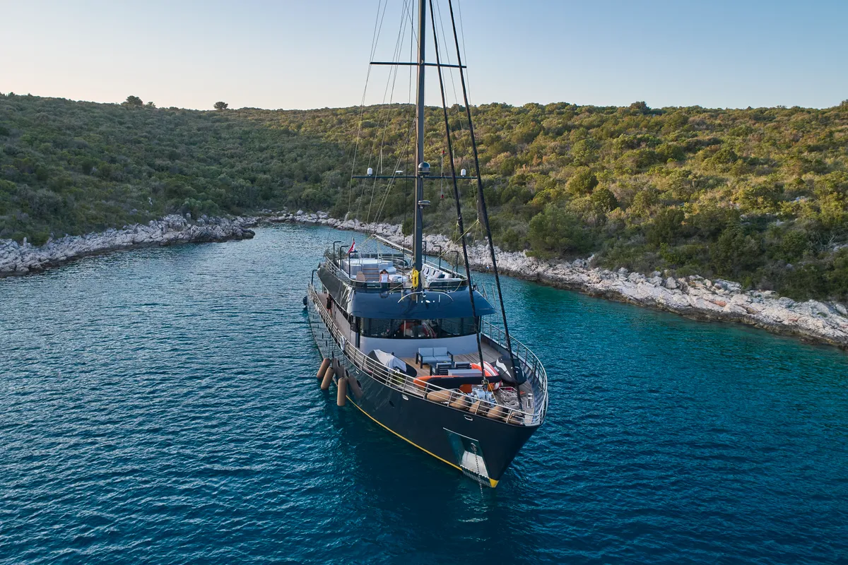 Exterior view of Rara Avis, a Gulet Luxury Sailing Yacht motor yacht at Split, Croatia