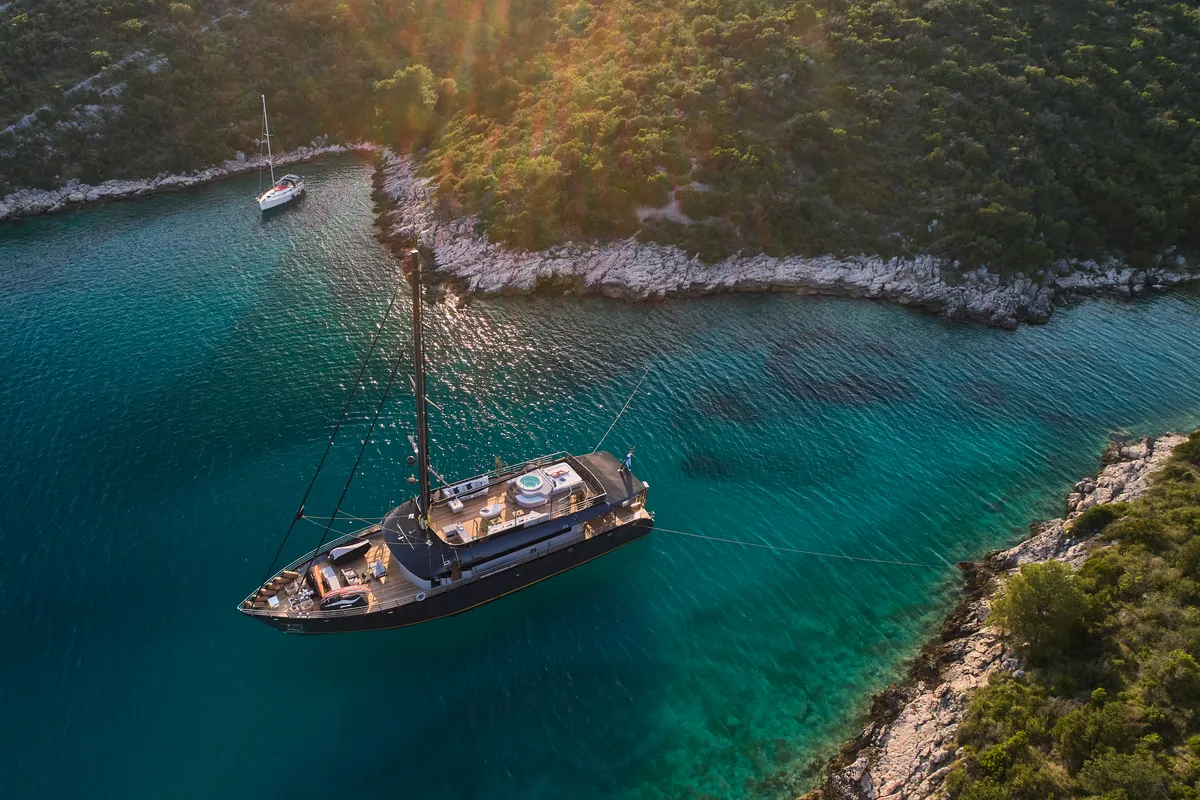 Exterior view of Rara Avis, a Gulet Luxury Sailing Yacht motor yacht at Split, Croatia