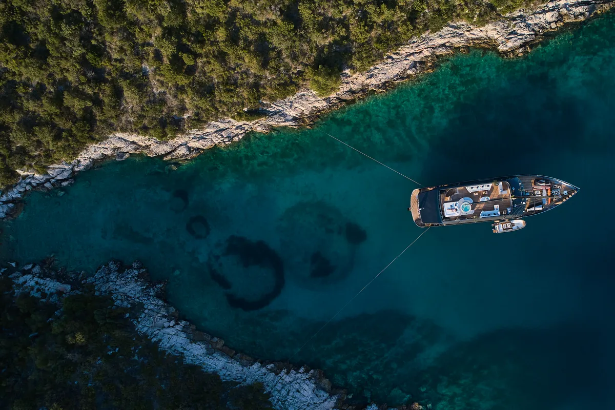 Exterior view of Rara Avis, a Gulet Luxury Sailing Yacht motor yacht at Split, Croatia