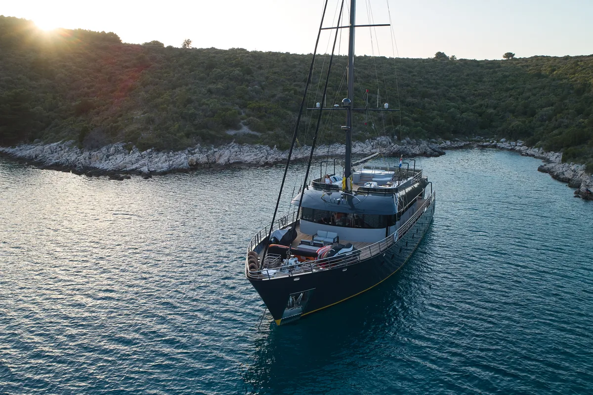 Exterior view of Rara Avis, a Gulet Luxury Sailing Yacht motor yacht at Split, Croatia