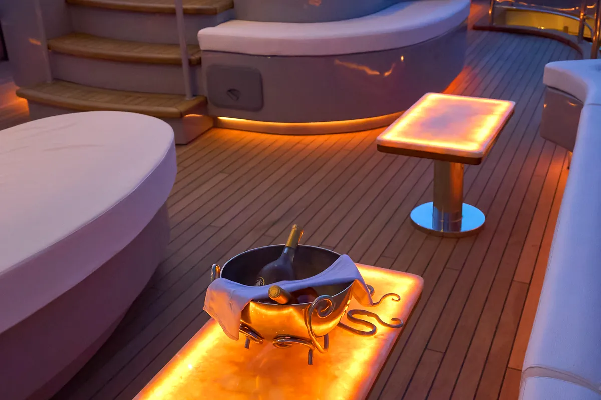 Deck of Rara Avis, a Gulet Luxury Sailing Yacht motor yacht at Split, Croatia