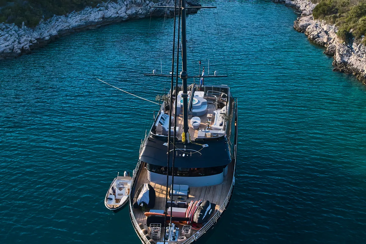 Exterior view of Rara Avis, a Gulet Luxury Sailing Yacht motor yacht at Split, Croatia