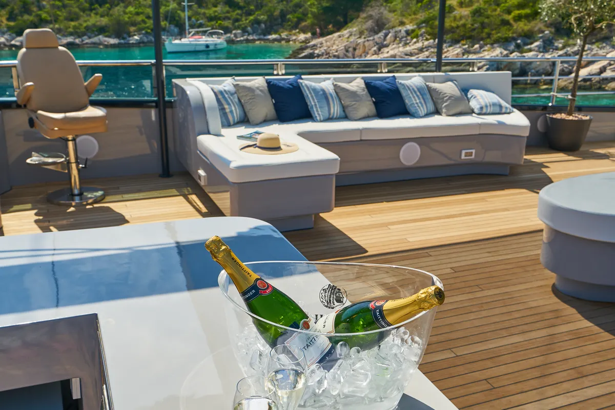 Deck of Rara Avis, a Gulet Luxury Sailing Yacht motor yacht at Split, Croatia