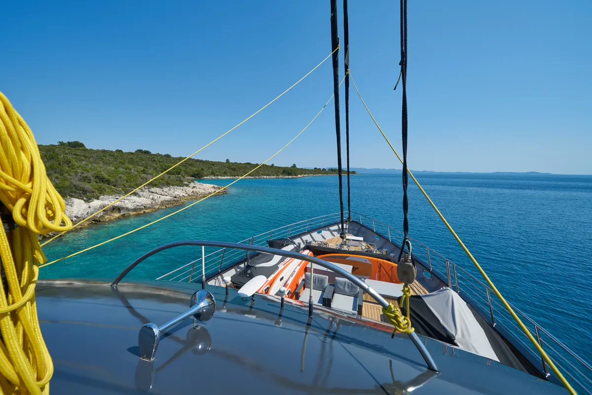 Deck of Rara Avis, a Gulet Luxury Sailing Yacht motor yacht at Split, Croatia