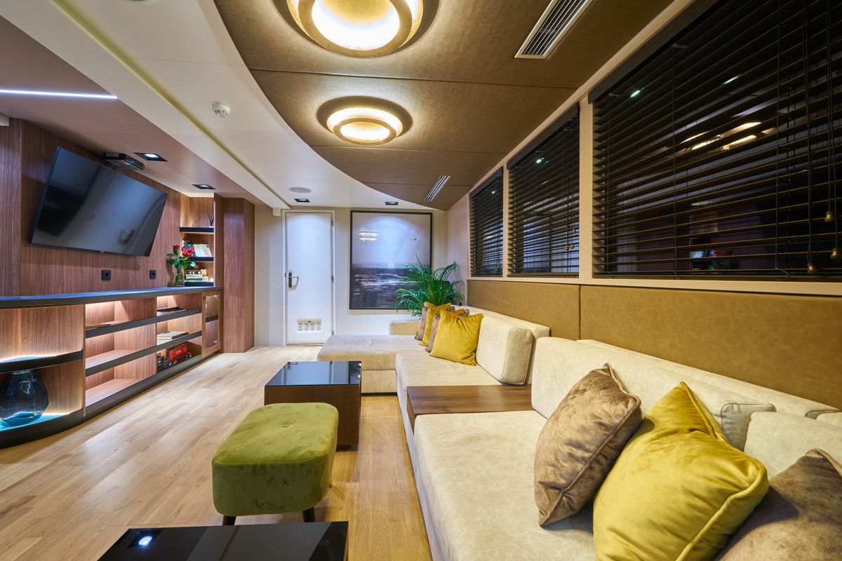 Salon of Rara Avis, a Gulet Luxury Sailing Yacht motor yacht at Split, Croatia