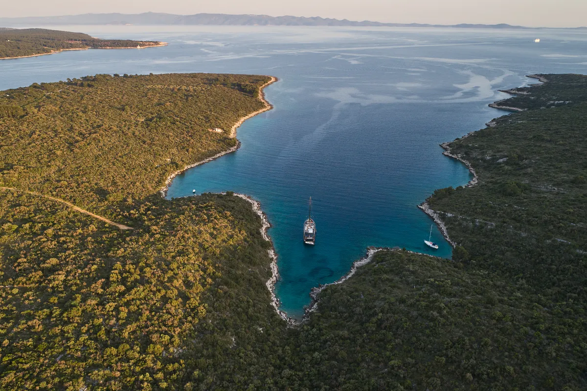 Exterior view of Rara Avis, a Gulet Luxury Sailing Yacht motor yacht at Split, Croatia