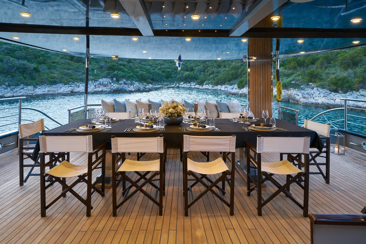 Deck of Rara Avis, a Gulet Luxury Sailing Yacht motor yacht at Split, Croatia