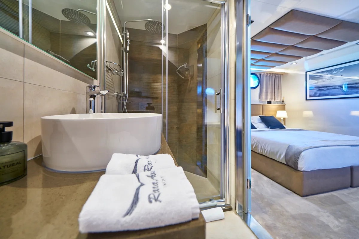 Head on Rara Avis, a Gulet Luxury Sailing Yacht motor yacht at Split, Croatia