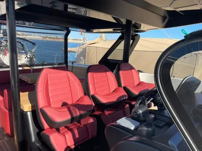 Cockpit of Cranchi A 46, a motorboat at Cannes, France