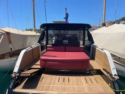 Exterior view of Cranchi A 46, a motorboat at Cannes, France