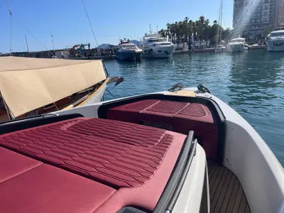 Deck of Cranchi A 46, a motorboat at Cannes, France