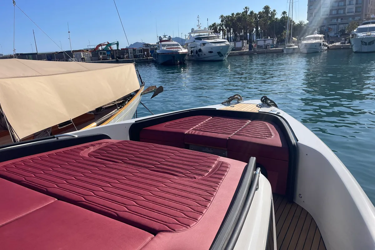 Deck of Cranchi A 46, a motorboat at Cannes, France