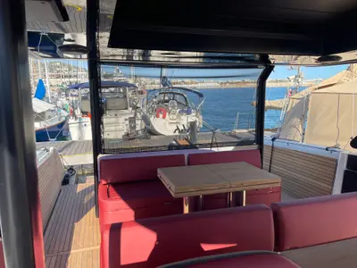 Deck of Cranchi A 46, a motorboat at Cannes, France